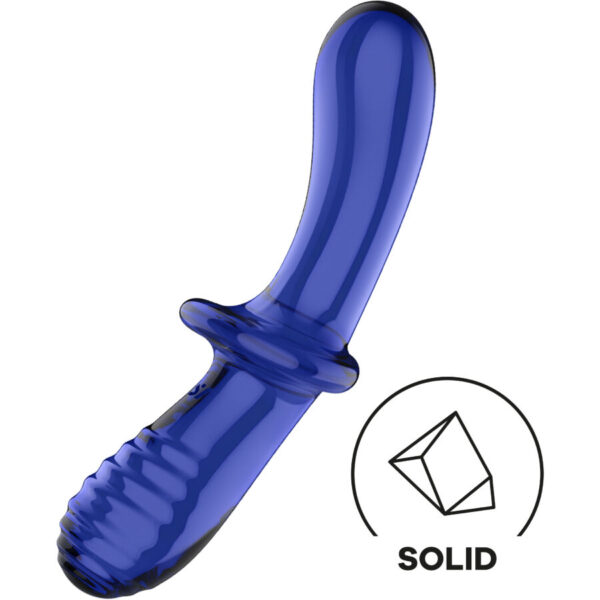 SATISFYER - DILDO DE CRISTAL DUPLO AZUL - Image 4